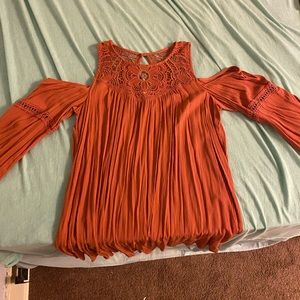 New dress! Sunset orange cold shoulder dress!